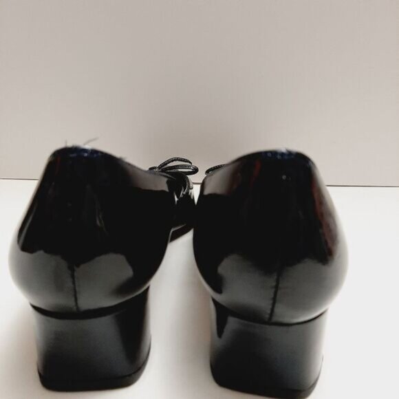 VANELI Bow & Cut-Out Low Heel Navy Blue Patent Genuine Leather Classy Pumps Sz 9 - Picture 11 of 16